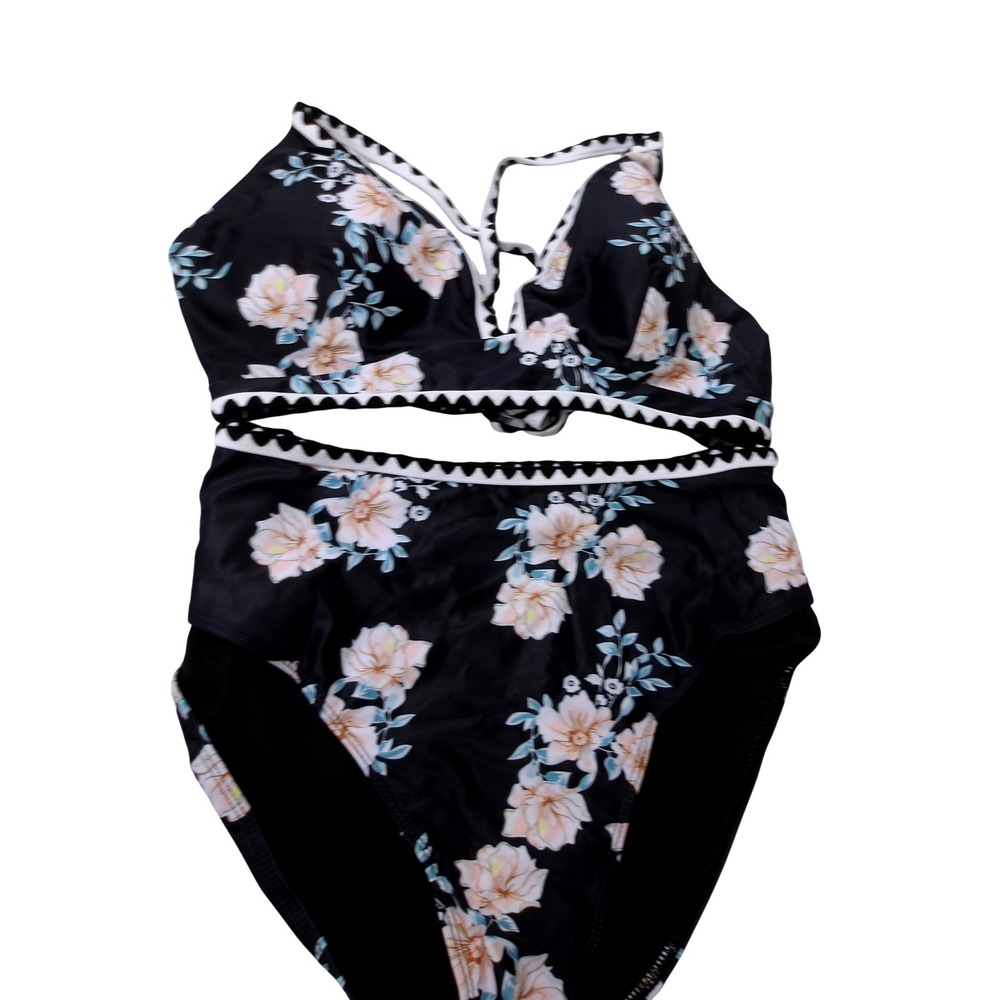 Jolefille Floral High Cut Tummy Control Bikini Set Womens XL ‎ /#26529